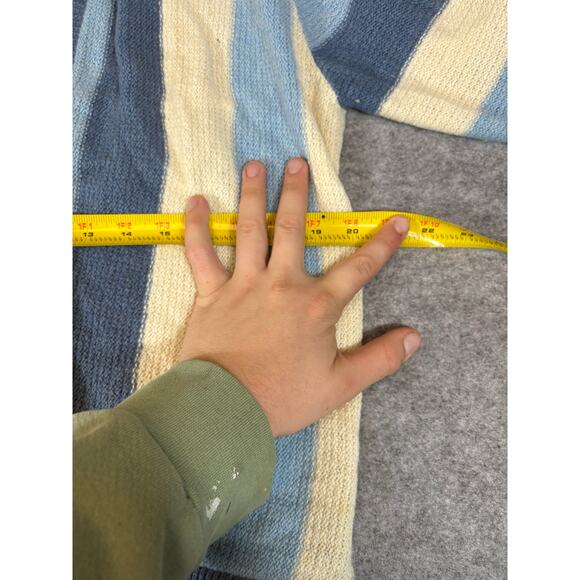 Vintage 50s Striped Cardigan Sweater Mens Small Blue White Button Up Cozy Knit - Picture 10 of 10